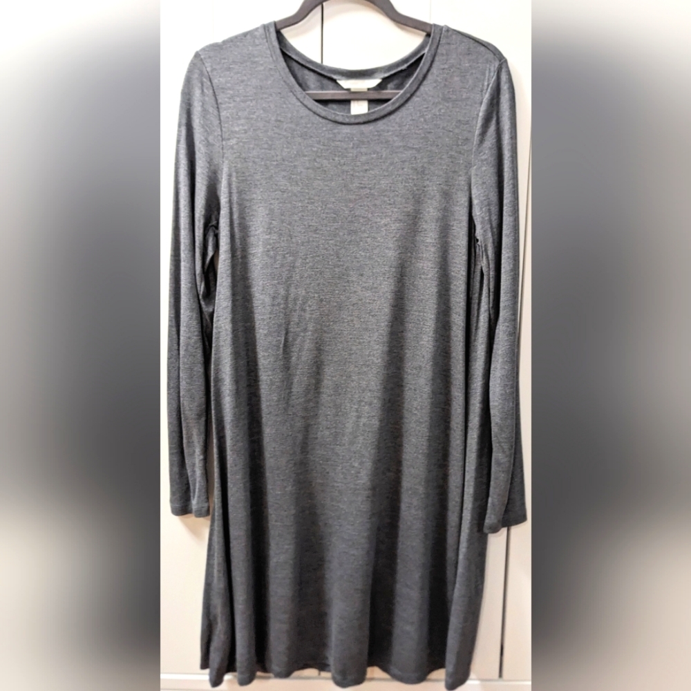 H&M Basic, Long sleeve Dress, Gray, lightweight, Size Medium.